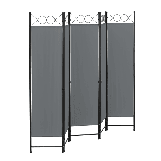 Biombo dobrável Saragossa de 5 painéis 171 x 200 cm Cinzento escuro en.casa