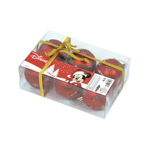Bola de Natal Mickey Mouse Happy smiles 6 Unidades Vermelho Plástico (Ø 8 cm)