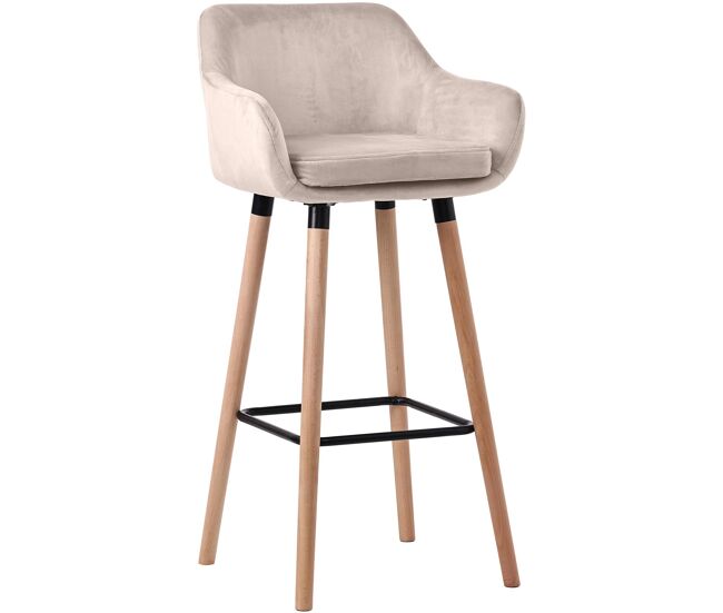 Taburete de bar grant terciopelo crema 46x55x99 cm