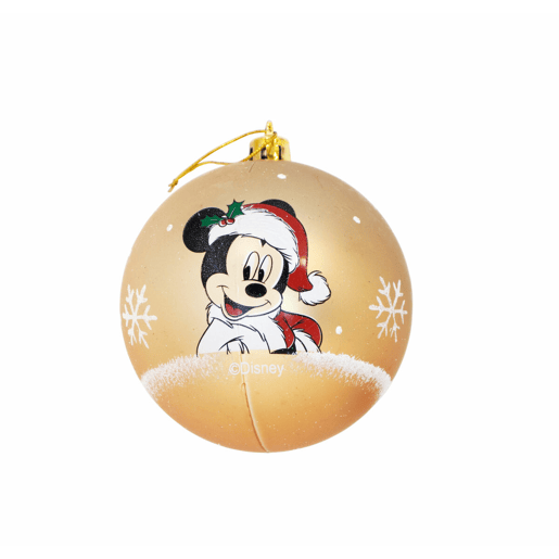 Bola de Natal Mickey Mouse Happy smiles Dourado 6 Unidades Plástico (Ø 8 cm)