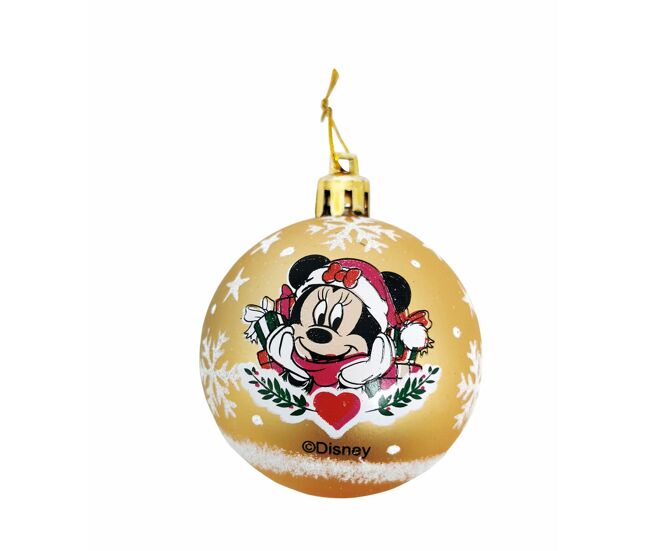 Bola de navidad minnie mouse lucky dorado 6 unidades plástico (ø 8 cm)