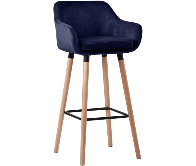 Taburete de bar grant terciopelo azul oscuro 46x55x99 cm