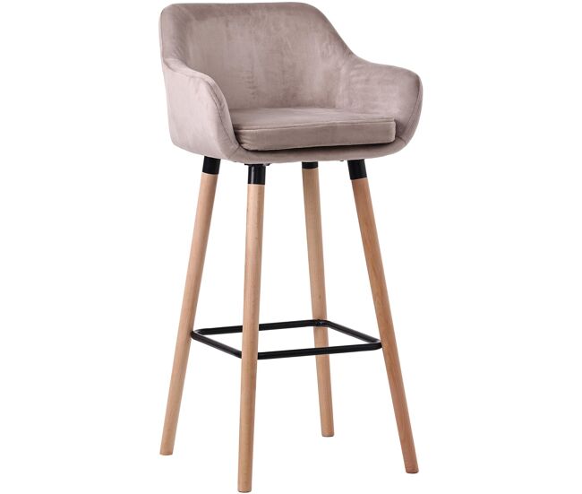 Taburete de bar grant terciopelo gris claro 46x55x99 cm