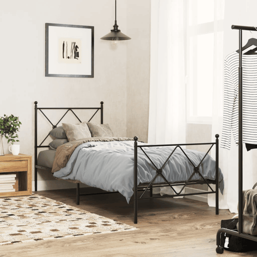 vidaXL Cabeceira de cama 75 cm metal preto vidaXL Cabeceira de cama 75 cm metal preto