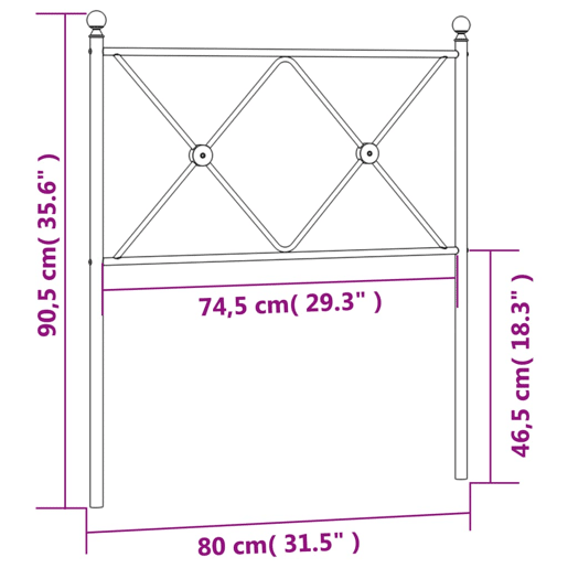vidaXL Cabeceira de cama 75 cm metal preto vidaXL Cabeceira de cama 75 cm metal preto