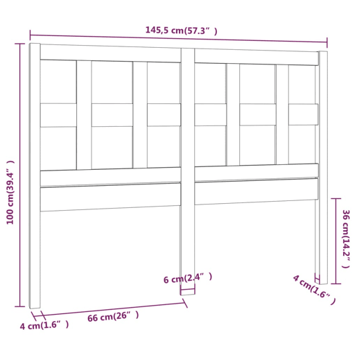 vidaXL Cabeceira de cama 145,5x4x100 cm pinho maciço cinzento vidaXL Cabeceira de cama 145,5x4x100 cm pinho maciço cinzento