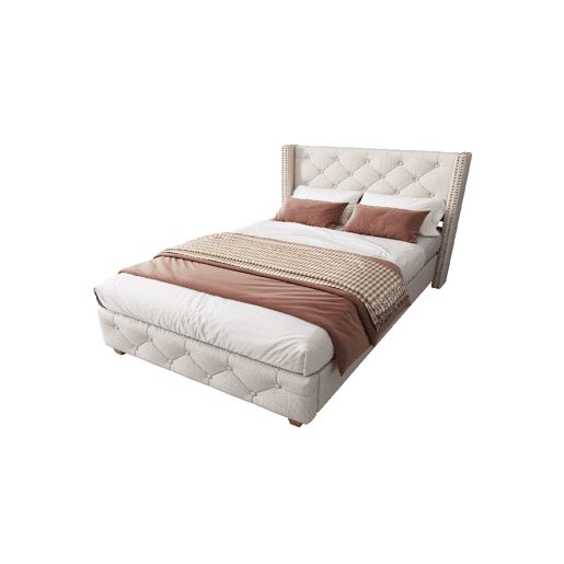 Cama de solteiro de linho 90x200cm,bege Cama de solteiro de linho 90x200cm,bege