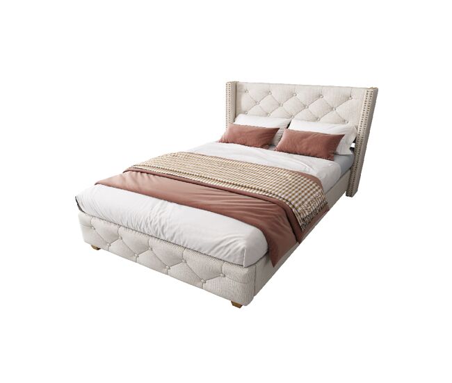 Cama individual de lino 90x200cm,beige