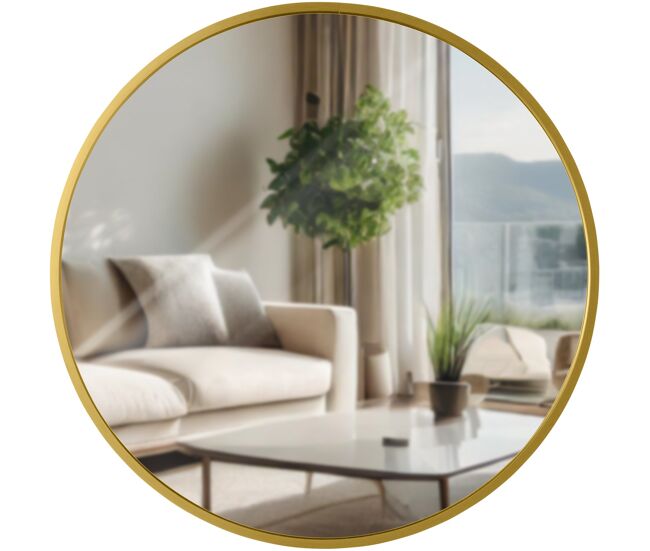 Espejo de pared elsie metal dorado brillante ø 45 cm