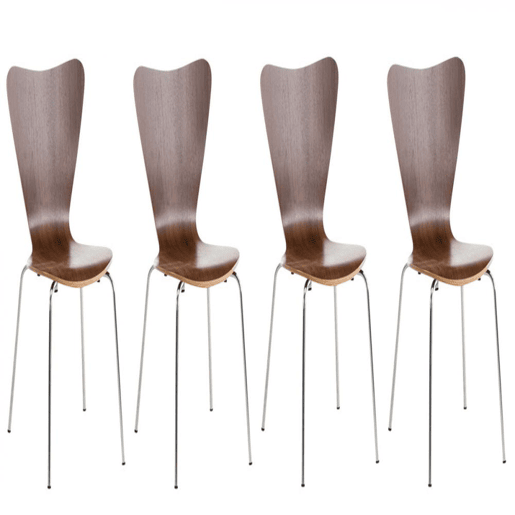 Set 4x Sillas de Visita Calisto Madera Nogal 49X45X85 cm