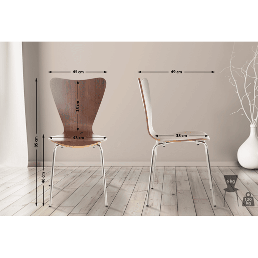 Set 4x Sillas de Visita Calisto Madera Nogal 49X45X85 cm