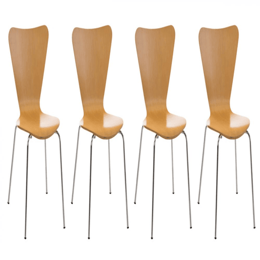 Set 4x Sillas de Visita Calisto Madera Natural 49X45X85 cm
