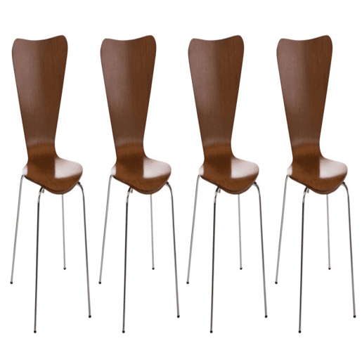 Set 4x Sillas de Visita Calisto Madera Marrón 49X45X85 cm