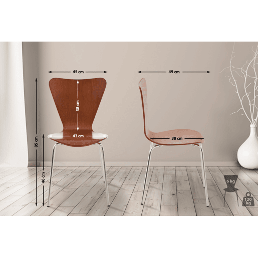 Set 4x Sillas de Visita Calisto Madera Marrón 49X45X85 cm