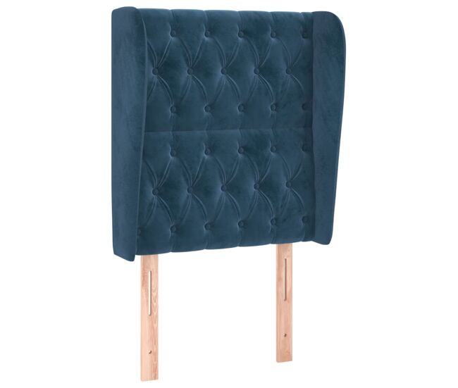 Cabecero con orejas de terciopelo azul oscuro 83x23x118/128 cm
