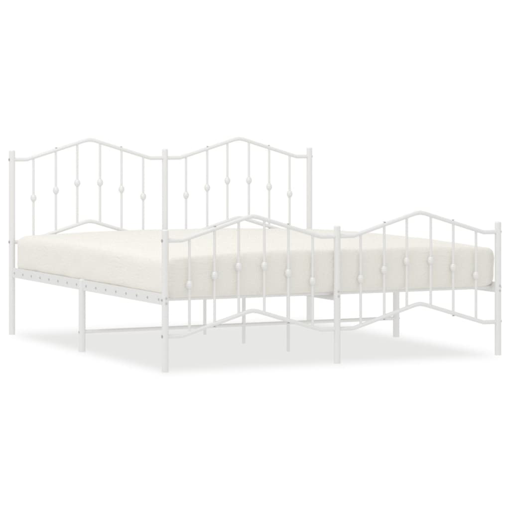 estructura cama metal con cabecero y pie cama blanco 183x213 cm con cabecero y pie de cama