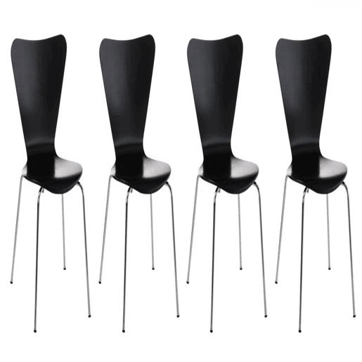 Set 4x Sillas de Visita Calisto Madera Negro 49X45X85 cm