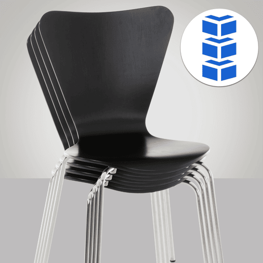 Set 4x Sillas de Visita Calisto Madera Negro 49X45X85 cm