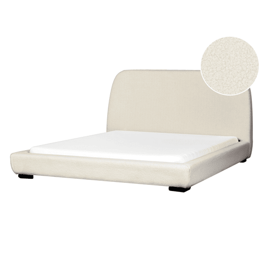 Cama de água Bouclé ROISEL 160 x 200 cm Creme claro