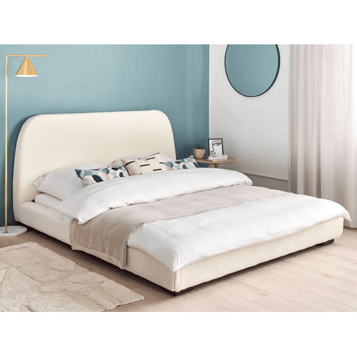 Cama de água Bouclé ROISEL 160 x 200 cm Creme claro