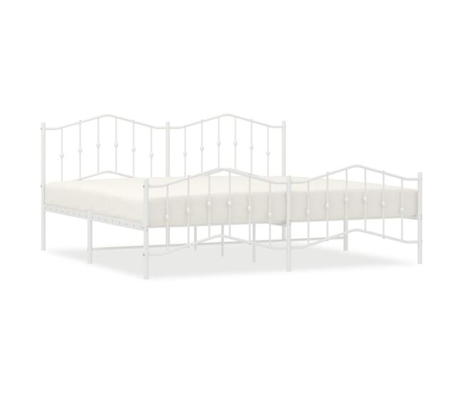 Estructura cama metal con cabecero y pie cama blanco 193x203 cm con cabecero y pie de cama