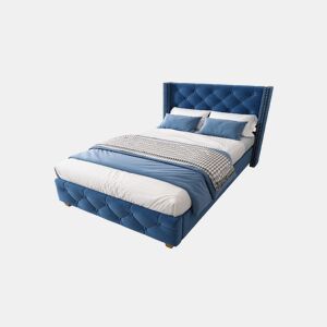 Cama de solteiro de veludo 90x200cm,azul