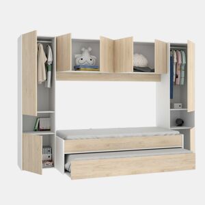 Composição de quarto com efeito madeira