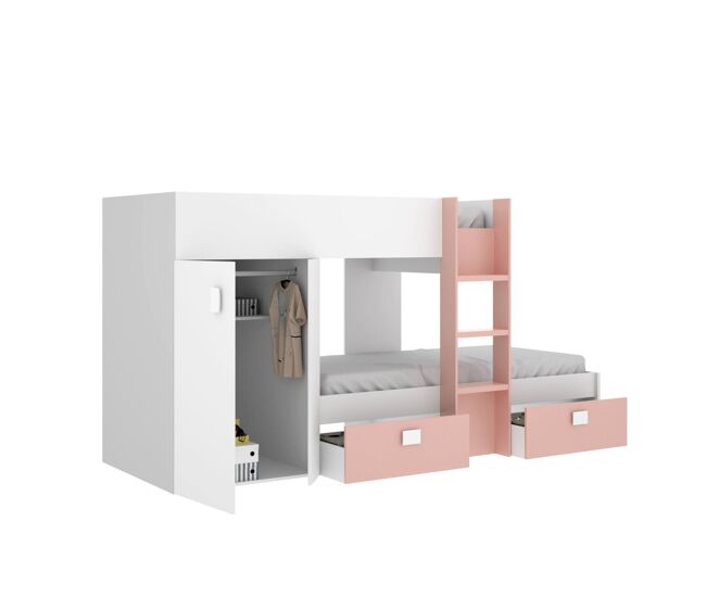 Composição de quarto com efeito madeira
