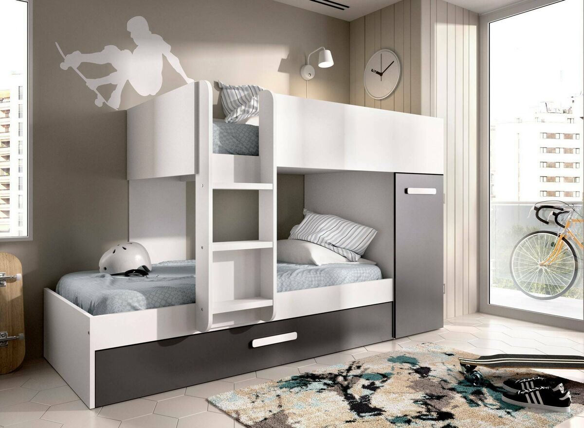 Composição de quarto com efeito madeira