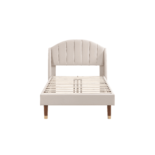 Cama de solteiro de veludo 90x200cm,bege
