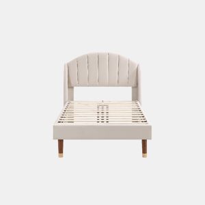 Cama de solteiro de veludo 90x200cm,bege