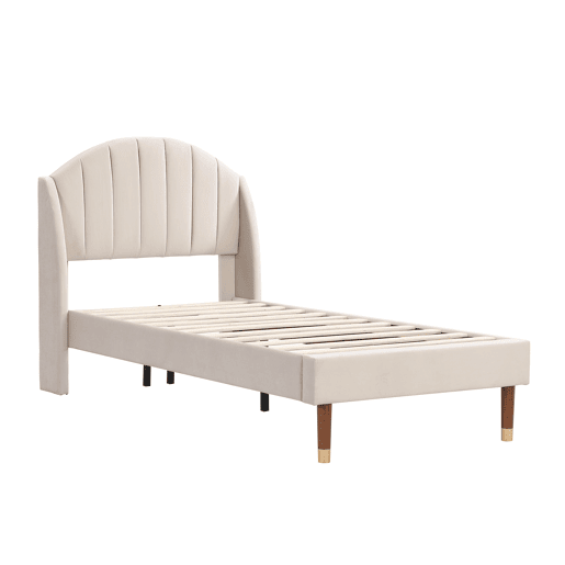 Cama de solteiro de veludo 90x200cm,bege