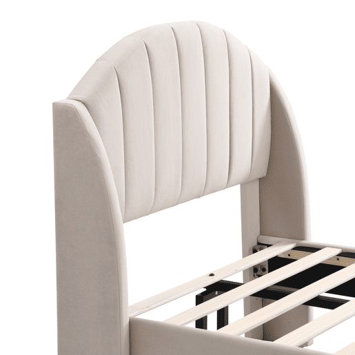 Cama de solteiro de veludo 90x200cm,bege