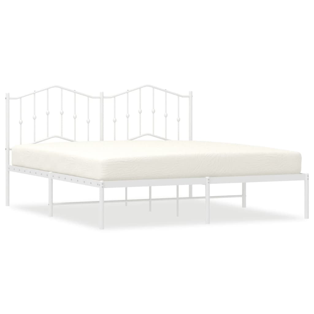Estructura de cama con cabecero metal blanca 160x200 cm con cabecero