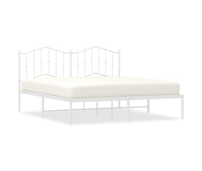 Estructura de cama con cabecero metal blanca 160x200 cm con cabecero