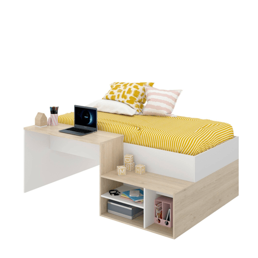 Composição de quarto com efeito madeira