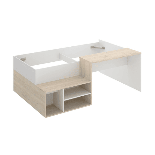 Composição de quarto com efeito madeira