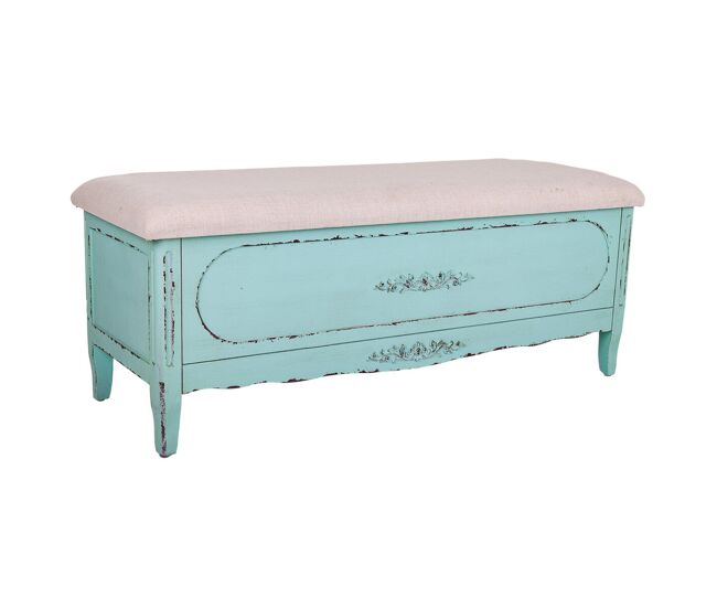 Banqueta alexandra house living azul esponja madera de abeto madera mdf 43 x 48 x 120 cm