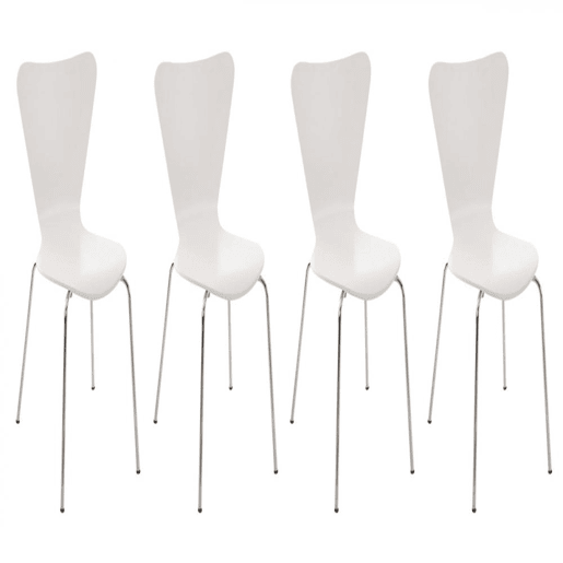 Set 4x Sillas de Visita Calisto Madera Blanco 49X45X85 cm