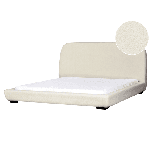 Cama Bouclé ROISEL 180 x 200 cm Creme claro Cama Bouclé ROISEL 180 x 200 cm Creme claro