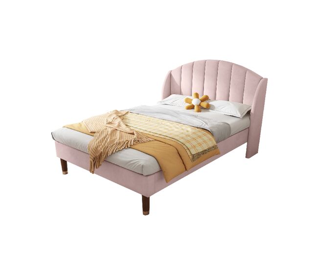 Cama individual de terciopelo 90x200cm,rosa