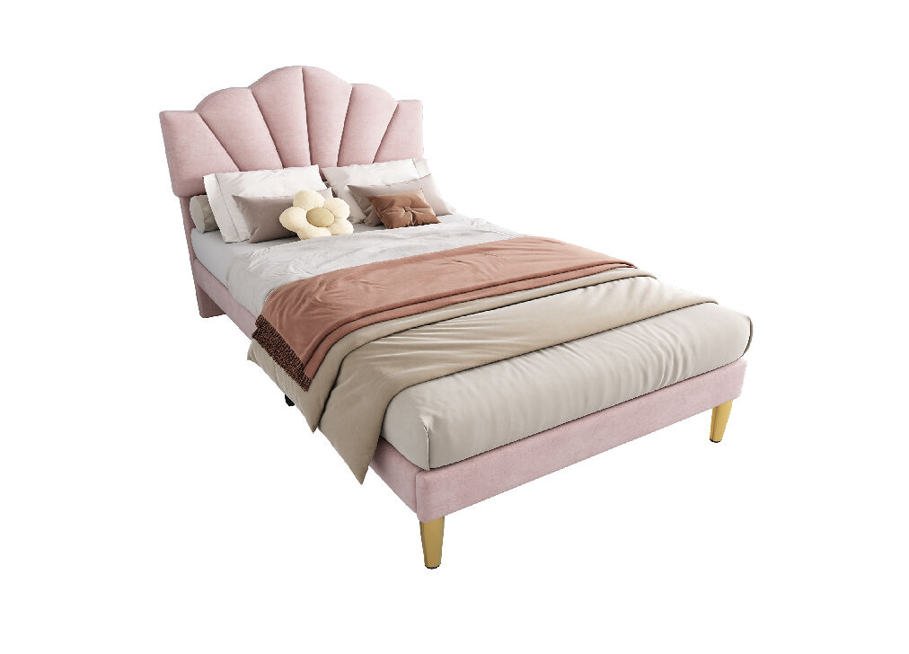 Cama individual de terciopelo 90x200cm,rosa