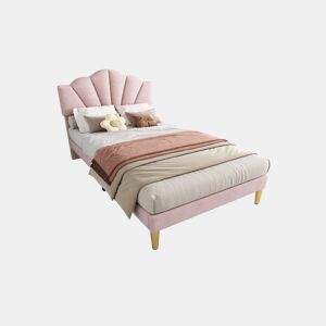 Cama de solteiro de veludo 90x200cm,rosa
