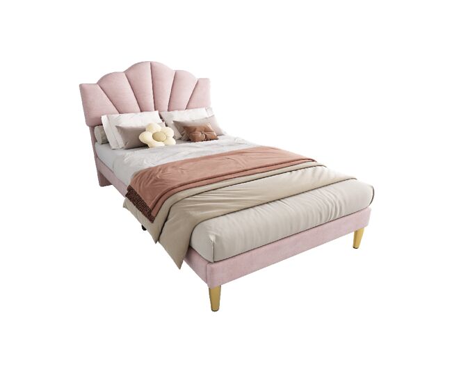 Cama individual de terciopelo 90x200cm,rosa