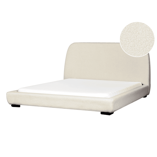 Cama Bouclé ROISEL 160 x 200 cm Creme claro Cama Bouclé ROISEL 160 x 200 cm Creme claro
