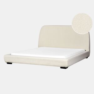 Cama Bouclé ROISEL 160 x 200 cm Creme claro