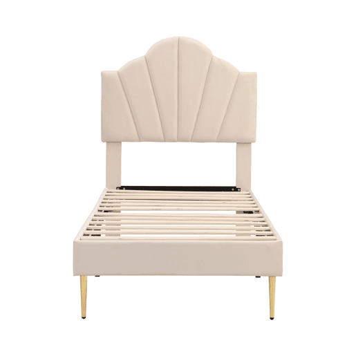 Cama de solteiro de veludo 90x200cm,bege