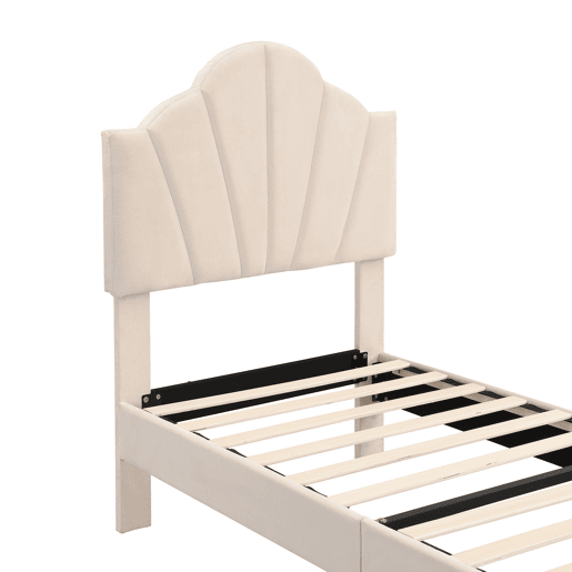 Cama de solteiro de veludo 90x200cm,bege