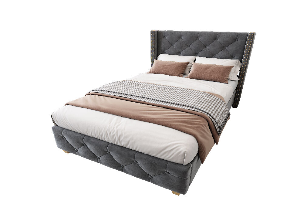 Cama individual de terciopelo 90x200cm,gris