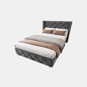 Cama de solteiro de veludo 90x200cm,cinzento